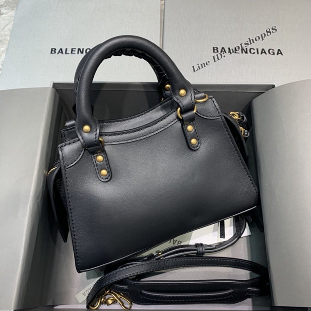 Balenciaga專櫃爆款平紋黑色金扣手袋手提包 638512 巴黎世家小號Neo Classic機車包 fyj1457